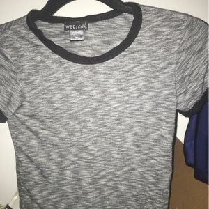 Wet seal black & grey ringer crop top
