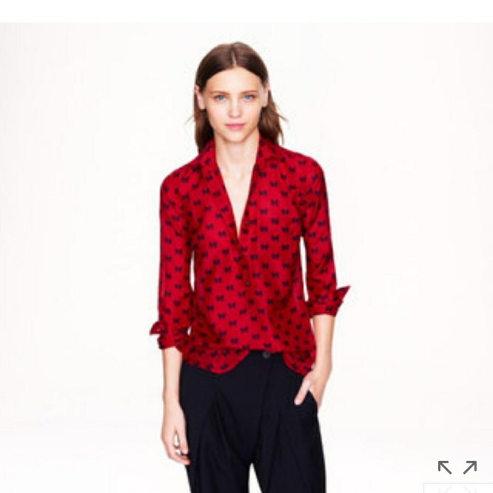 J CREW bow blouse
