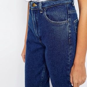 AMERICAN APPAREL HIGH WAISTED JEANS IN DARK WASH