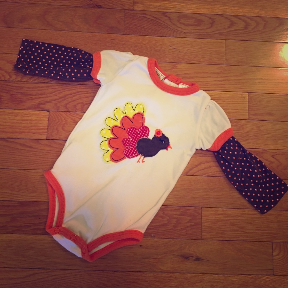Baby Grand Long Sleeve Thanksgiving Turkey Onsie