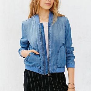 NWT Chambray Drapey Bomber Jacket by BDG at UO