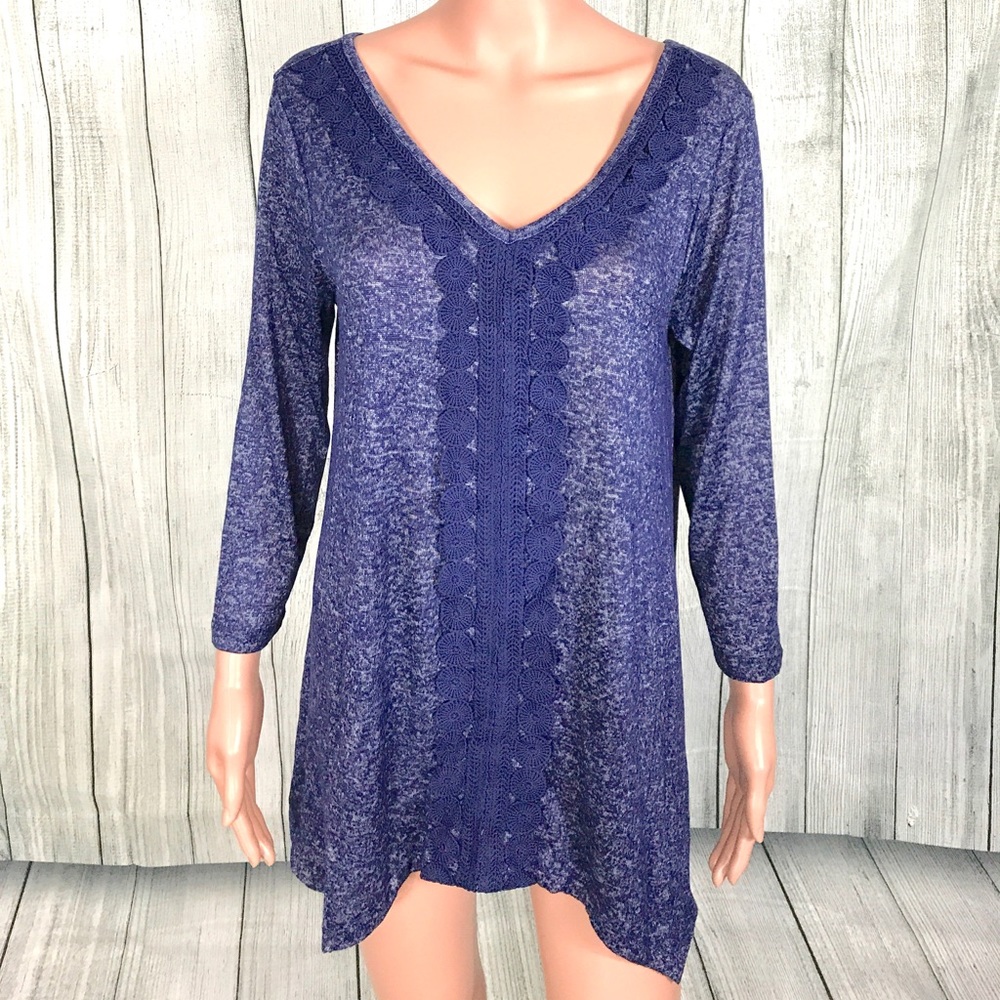 Assymetric Knit Top with Crochet Accents - Picture 1 of 5