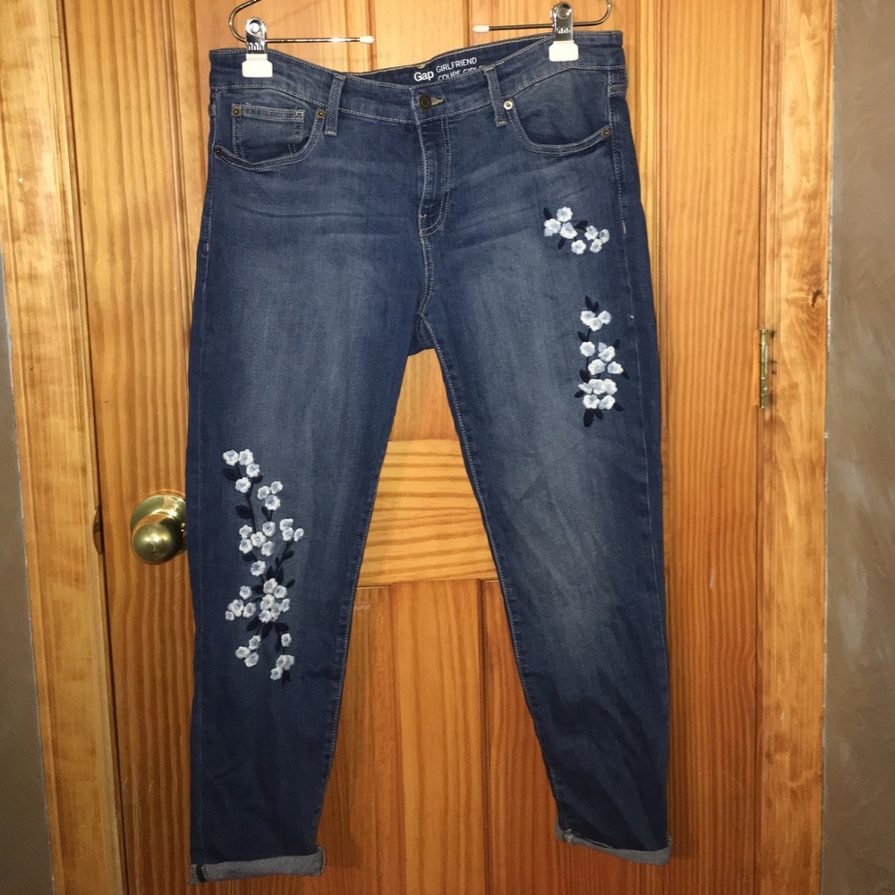 Gap Embroidered Girlfriend Jeans