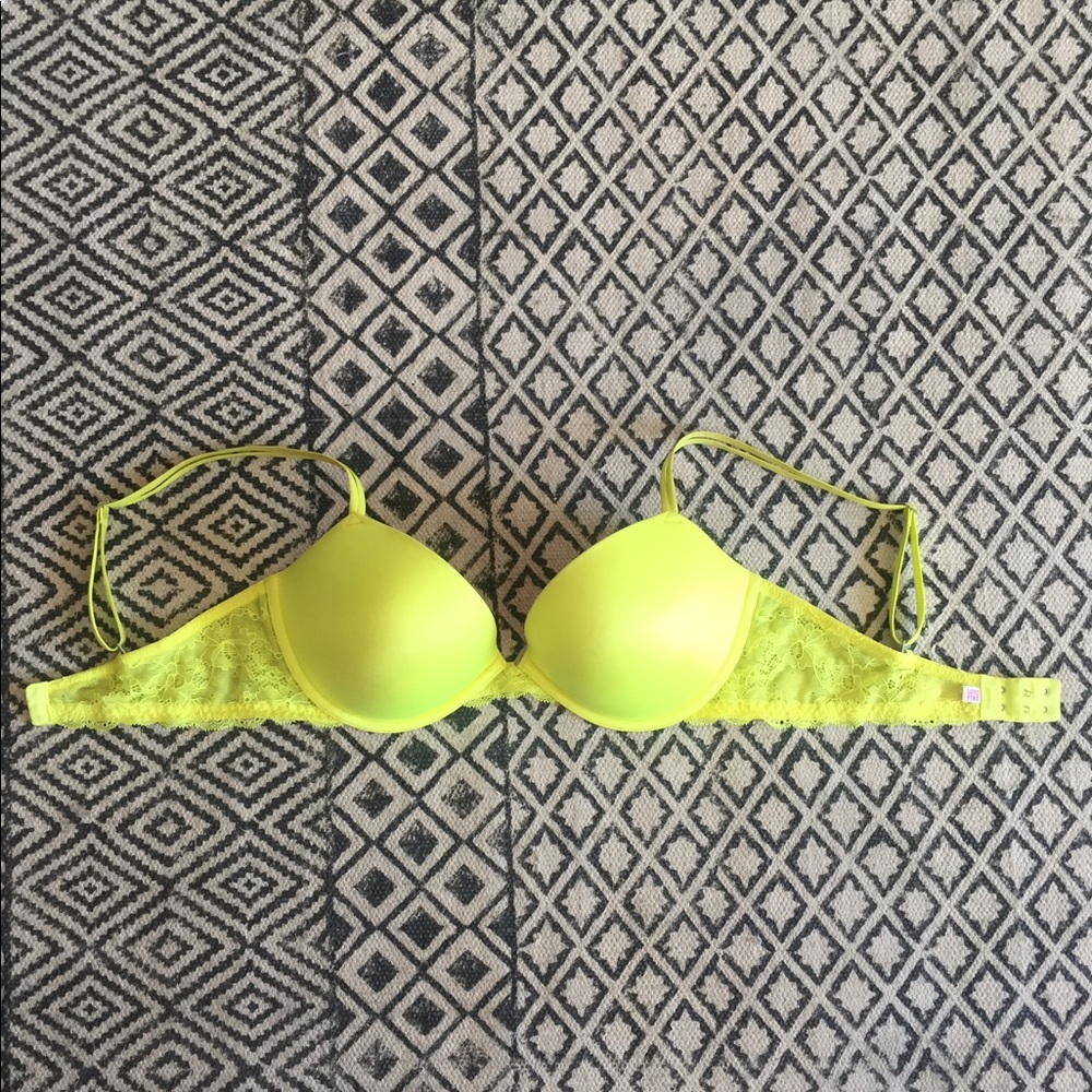 PINK 36D Neon Yellow Bra