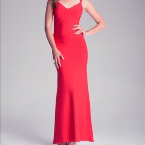 Red bandage Bebe maxi dress