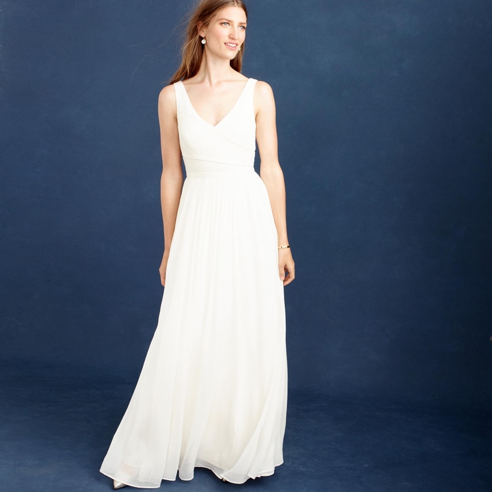 J. Crew Silk Chiffon Wedding Gown - Size 6