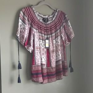 Max studio size medium red and blue blouse