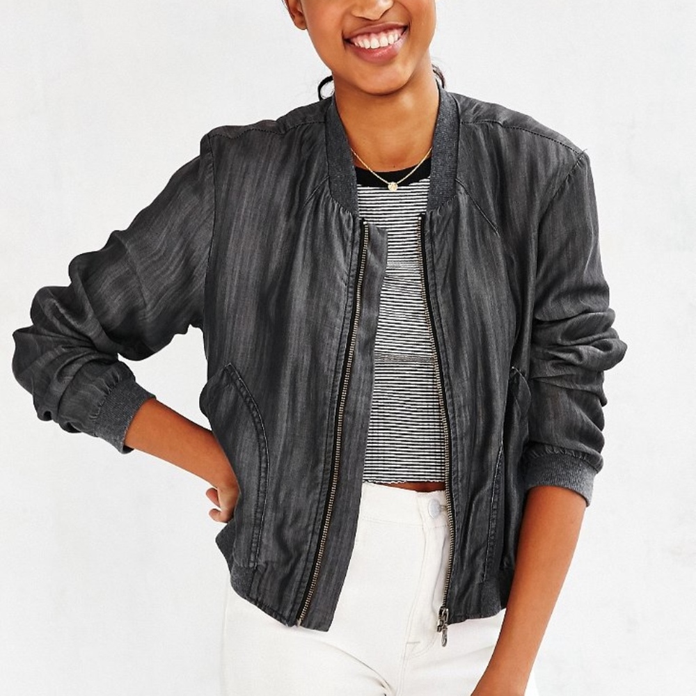 BDG at UO Gray Chambray Drapey Jacket XS