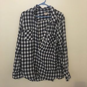half button flannel top