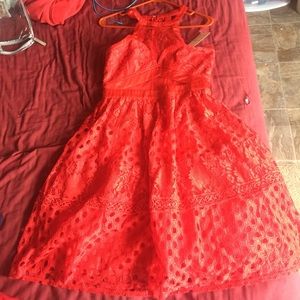 Red Lace PromGirl Homecoming Dress