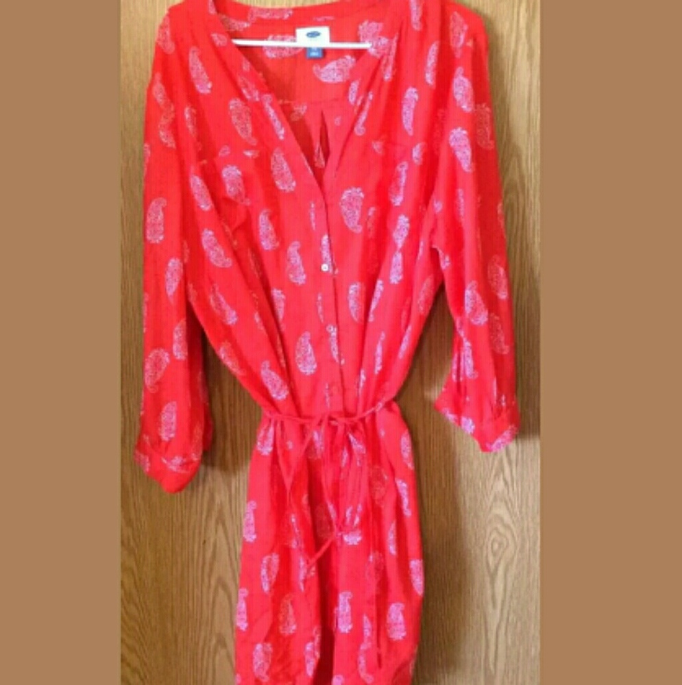 Old Navy XXL Coral Paisley Shirt Dress