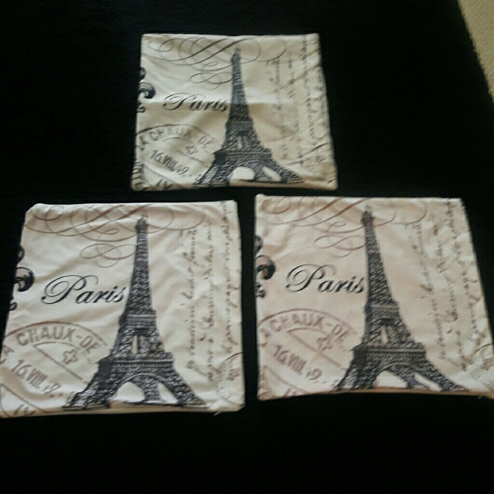 Set of 3 Paris Pillow Covers 18x18