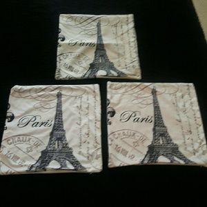 Set of 3 Paris Pillow Covers 18x18