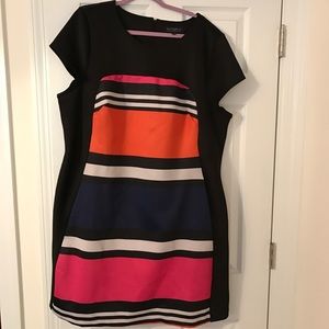 Eloquii, Black dress w/multicolor stripes, Size 22