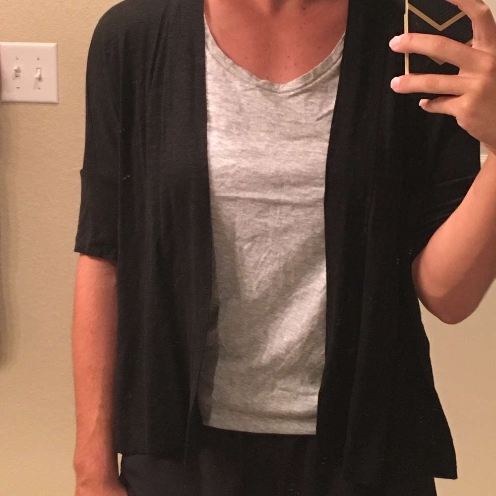 NWOT NEVER WORN LOFT Short Sleeve Cardigan- Black