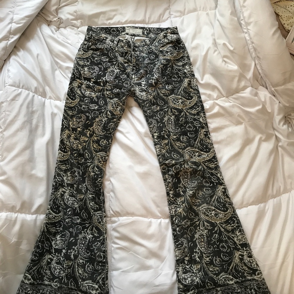 Free People Floral Flare Corduroy Pant