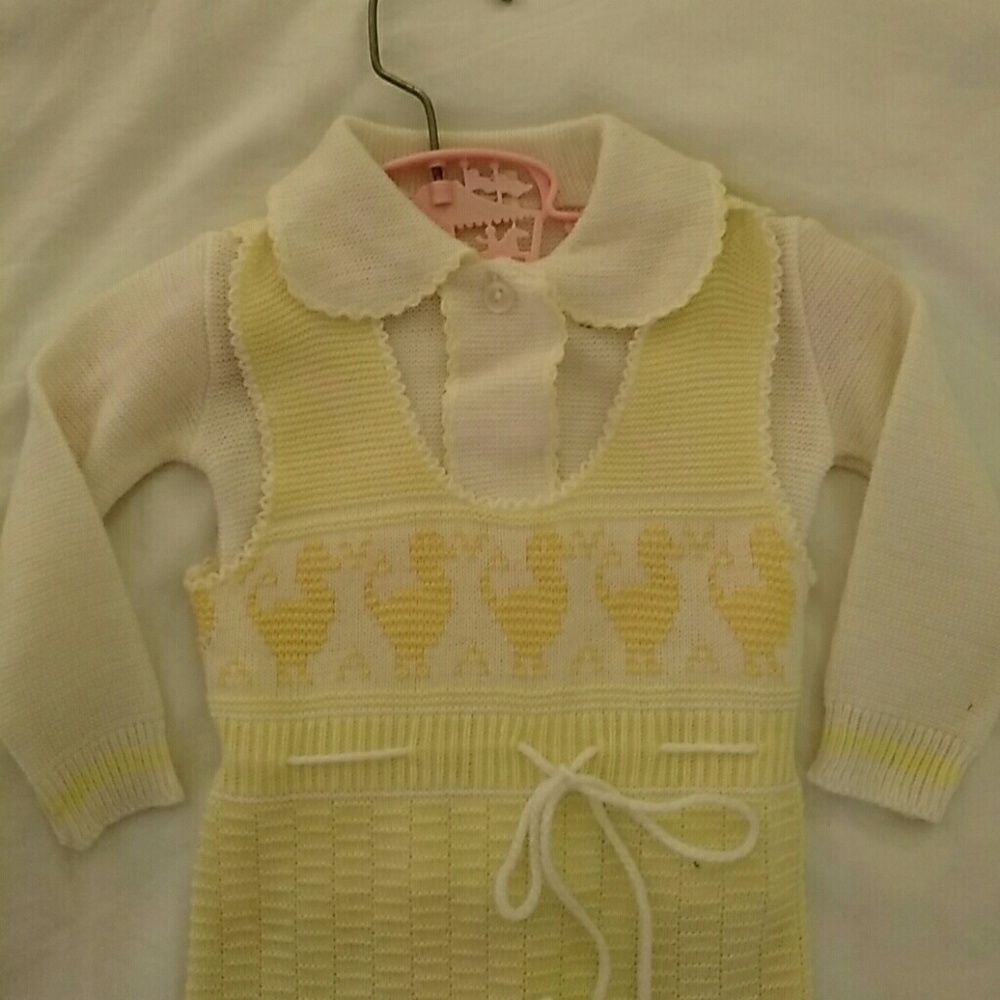 Vintage onesie sleeper footie duck yellow