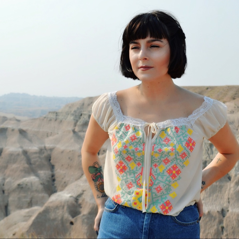 Vintage 1970's Embroidered boho top