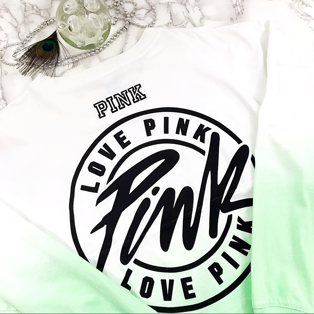 Victoria's Secret Pink logo varsity ombré crew
