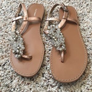 Beaded rose gold sandals