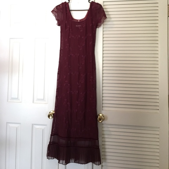 Floor length size small burgundy sheer dress/slip - Picture 3 of 5