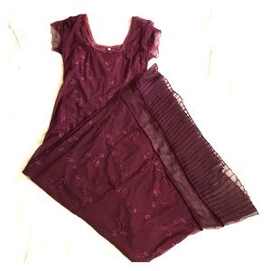 Floor length size small burgundy sheer dress/slip