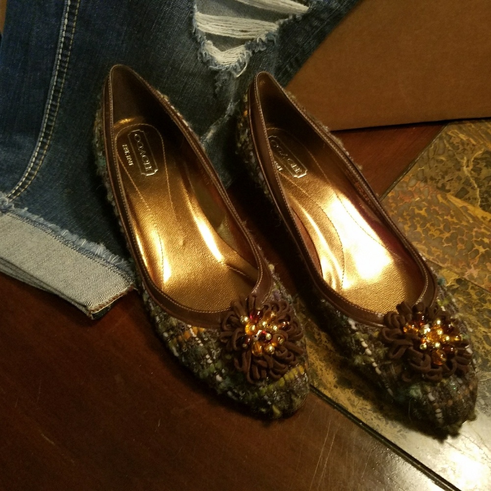 Coach Wool Plaid Kitten Heels