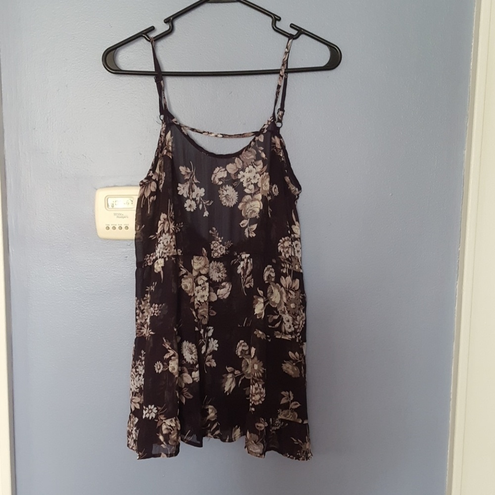 Purple Sheer Floral Tank top