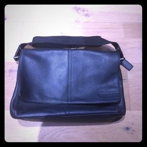 Coach black leather messenger bag