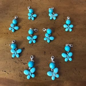 Turquoise butterfly charms (set of 10)