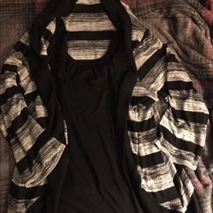 Black & gray shirt with attached cardigan sweater