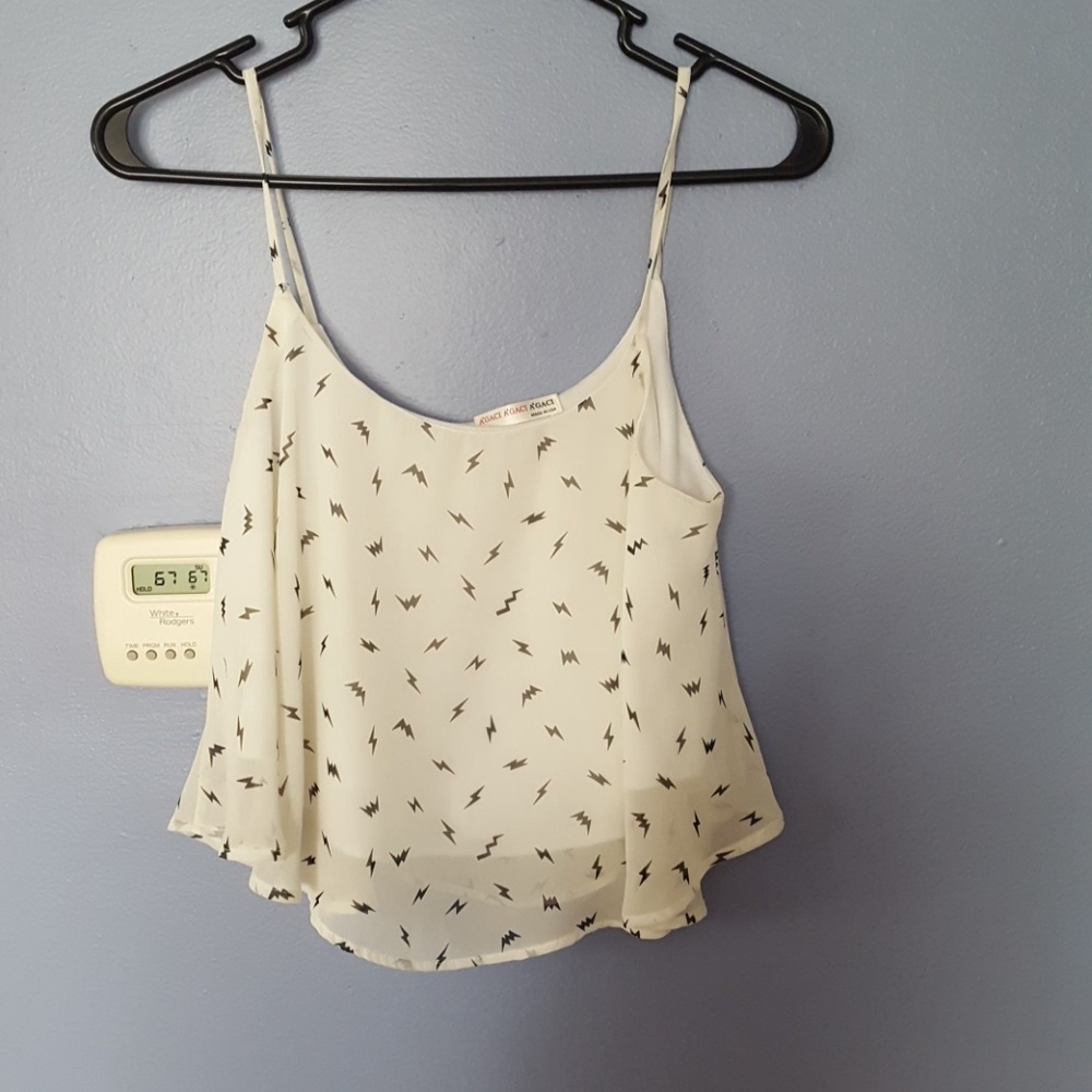 White flowy lightning bolt crop top