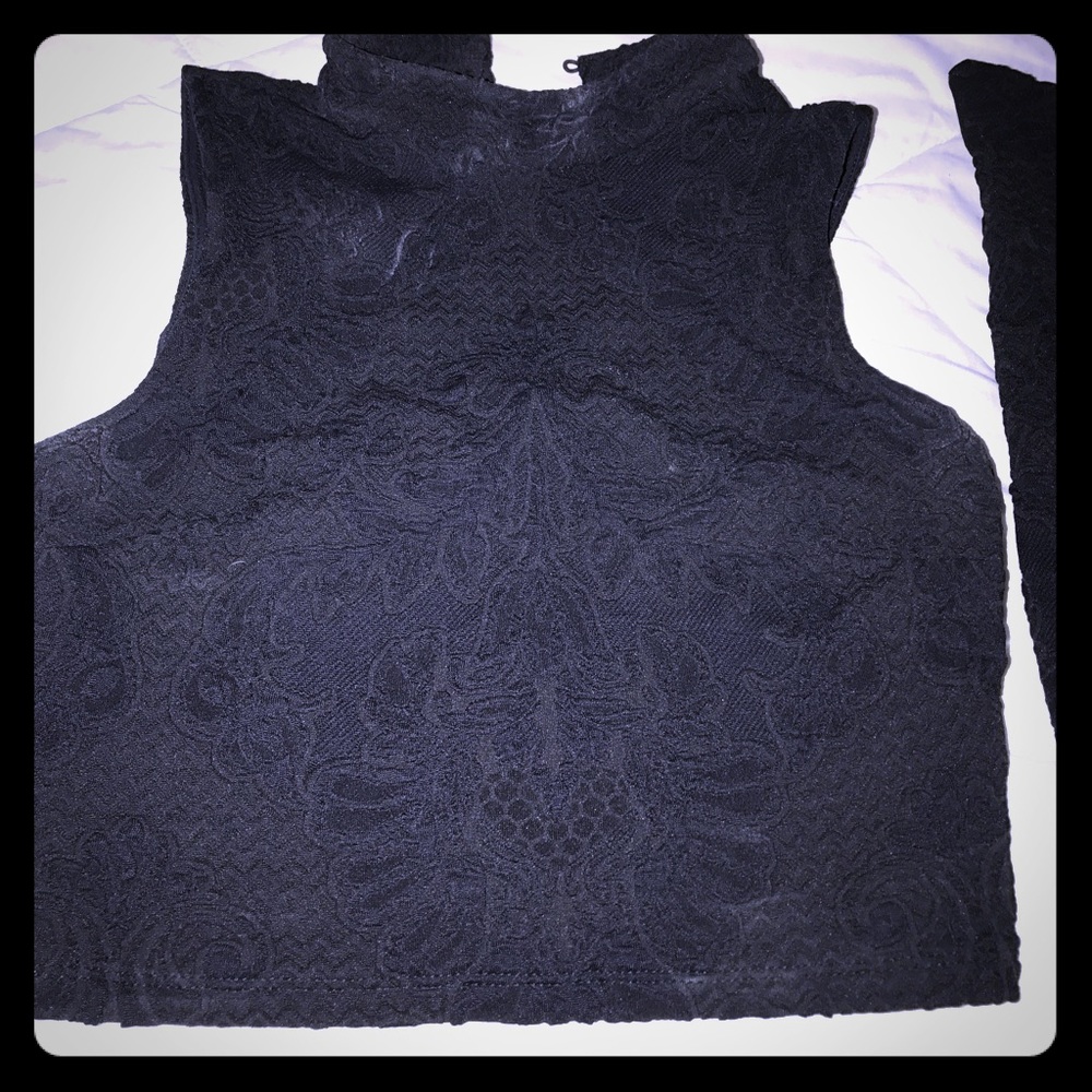 Bebe jacquard cutout crop top and midi skirt NWT