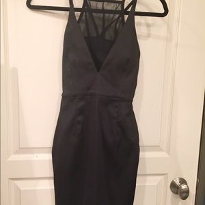 Sleeveless strappy dress with mesh neck insert
