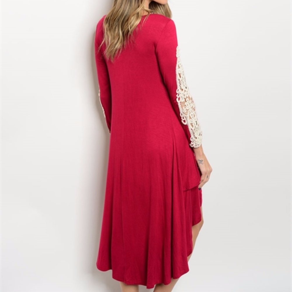 💥LAST 1💥Lovely Red wine crochet detail dress - Picture 2 of 2