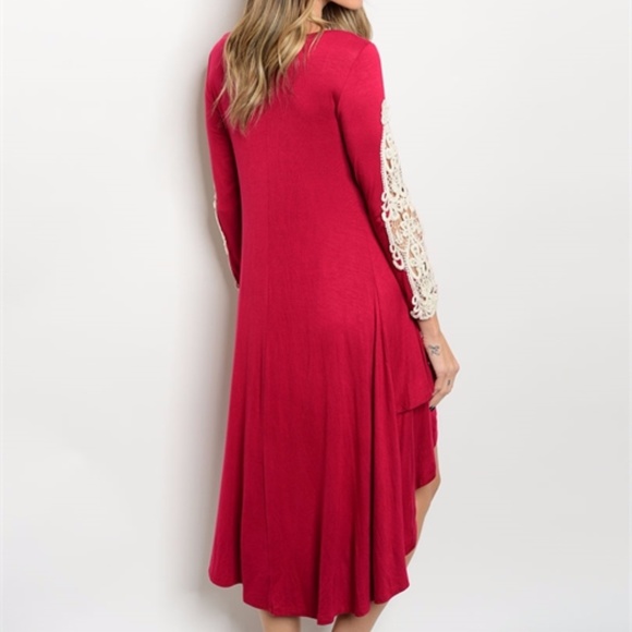 💥LAST 1💥Lovely Red wine crochet detail dress - Picture 2 of 2