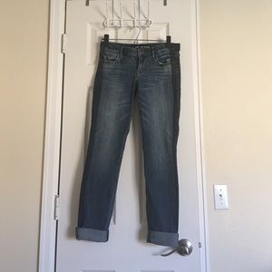 Supe cute striped Express skinny jeans, size 4R