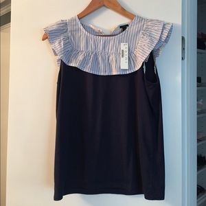 Never worn j crew ruffle sleeve top