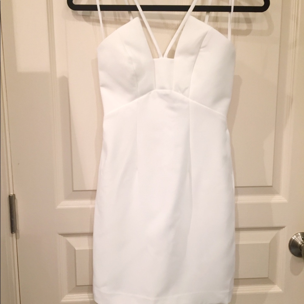 White structured sleeveless dress with straps