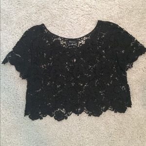 Black lace crop top