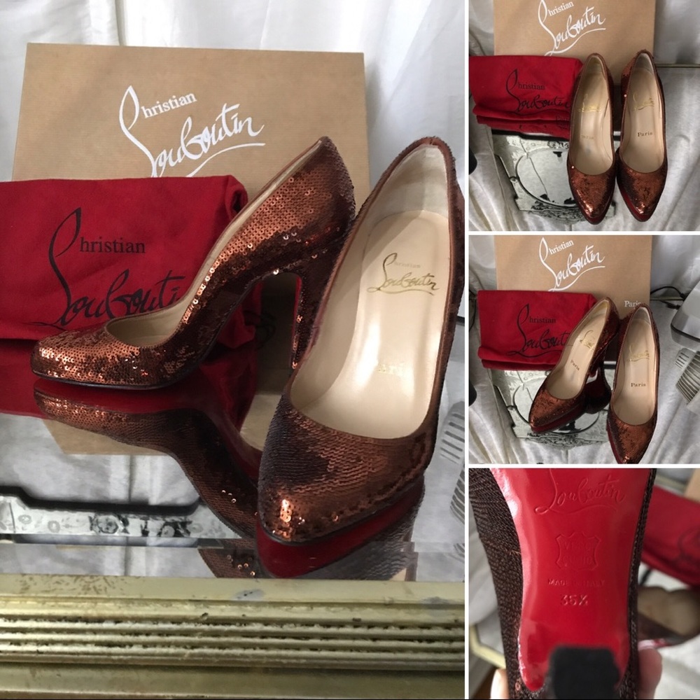 FOR SALE: Christian Louboutin copper sequin heels: LIMITED EDITION