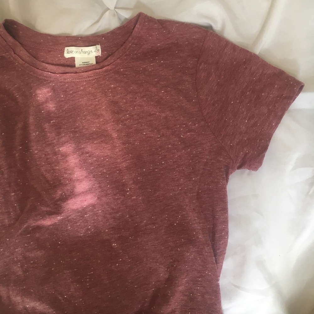 red t with red lace bottom