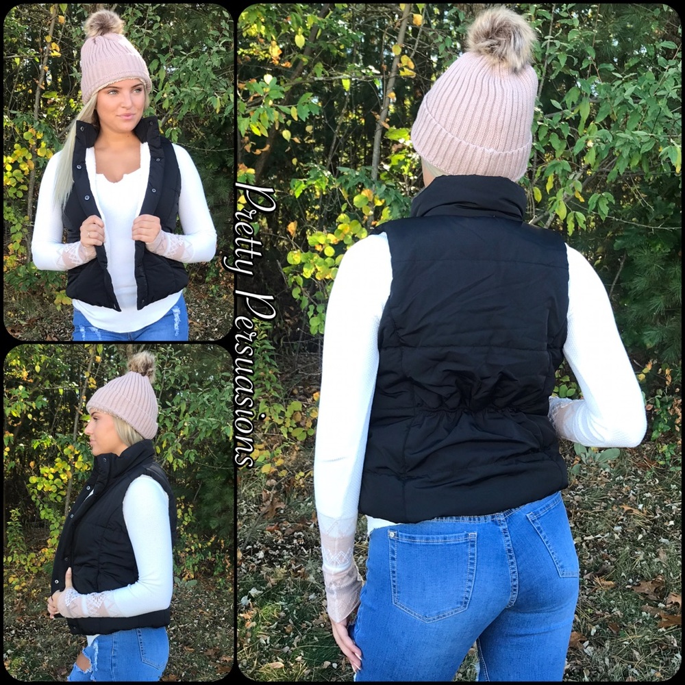 NWT Black Shearling Lined Sleeveless Vest - Picture 5 of 9