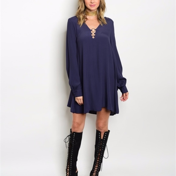 Navy Blue tunic dress - Picture 2 of 4