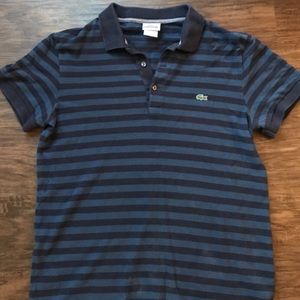Blue Striped Lacoste Polo: Size 4 / Excellent