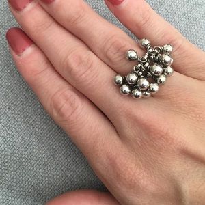 Cluster Ball Dangle Ring Sterling Silver