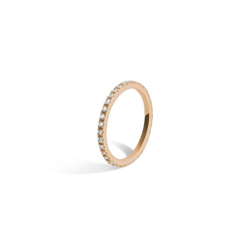 Solid 18K Rose Gold Ring w/ White Diamonds Size 7