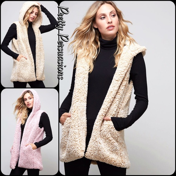 LAST ONE ‼️ NWT Tan Hooded Teddy Bear Vest - Picture 8 of 8