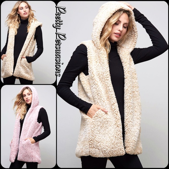 LAST ONE ‼️ NWT Tan Hooded Teddy Bear Vest - Picture 7 of 8