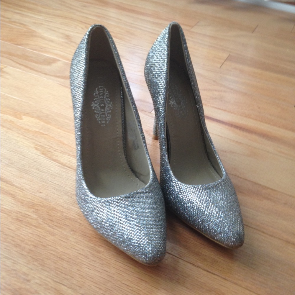 Silver sparkle heels
